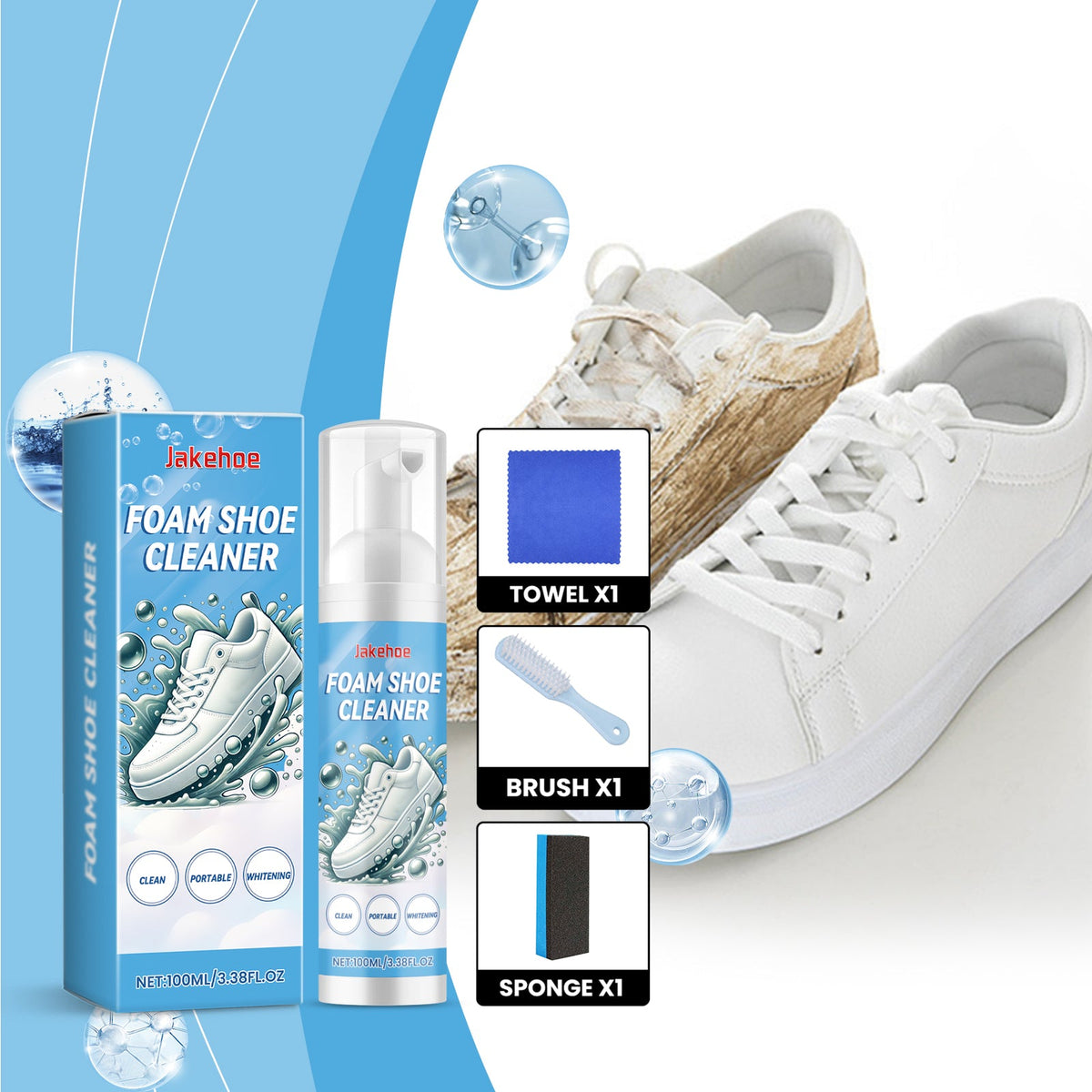 Shoe Cleaner Foam, Sneaker Quick Clean Foam, No Water Rinse Portable Cleaner for White Shoes, Sneakers, Tennis Shoes